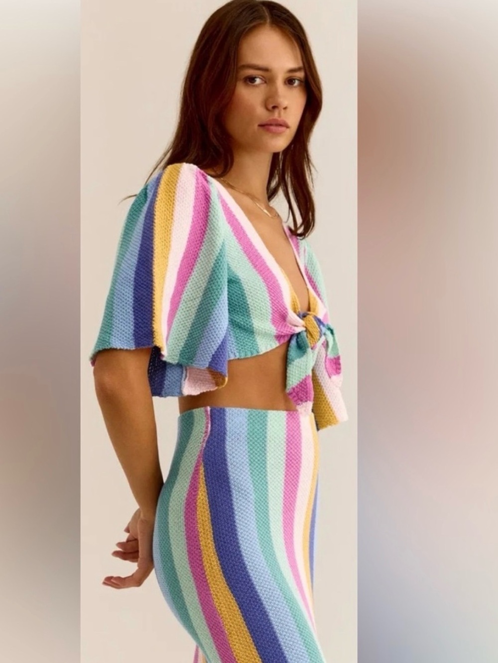 Z Supply Elysia Prism Striped Knit Top in Teal, Pink & Mustard